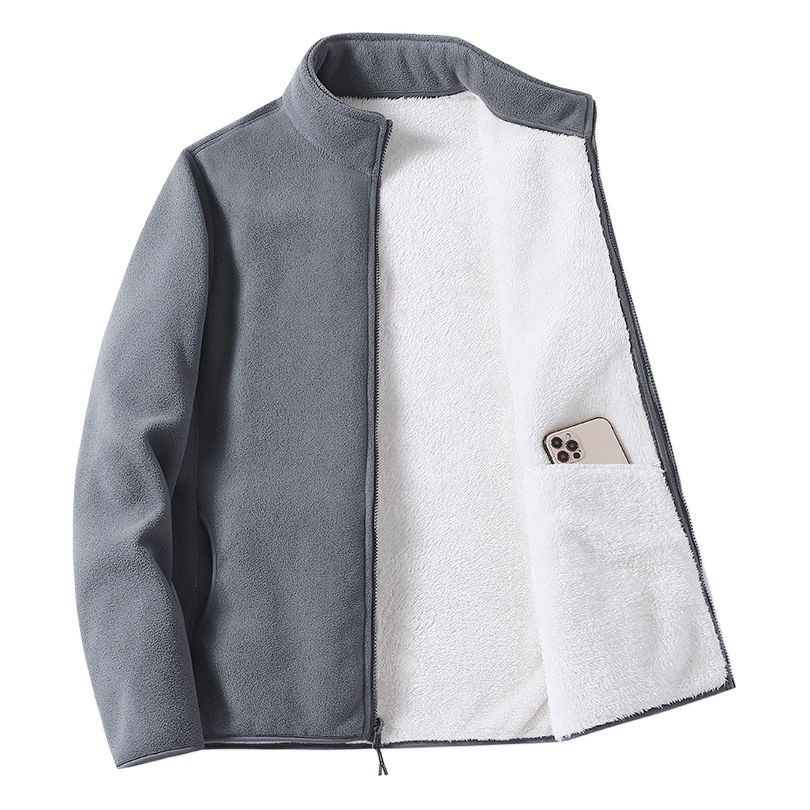 Одежда из овечьего флиса и флиса женская уличная осенне-зимняя утолщенная флисовая толстовка на флисовой подкладке кардиган Коралловое флисовое пальто мужские белые волосы