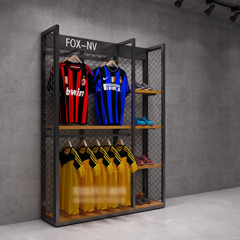 De gama alta de deportes y ocio ropa soporte de exhibición creativo nuevo al aire libre zapatos estante de la marca de moda LOGO tienda de ropa vitrina