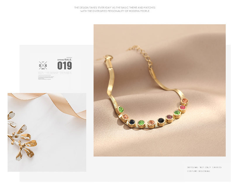 Simple Style Geometric Titanium Steel Inlay Zircon Bracelets 1 Piece