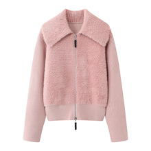 毛衣针织衫翻领外套2025冬季新款女装长袖毛绒上衣 Y0221125001