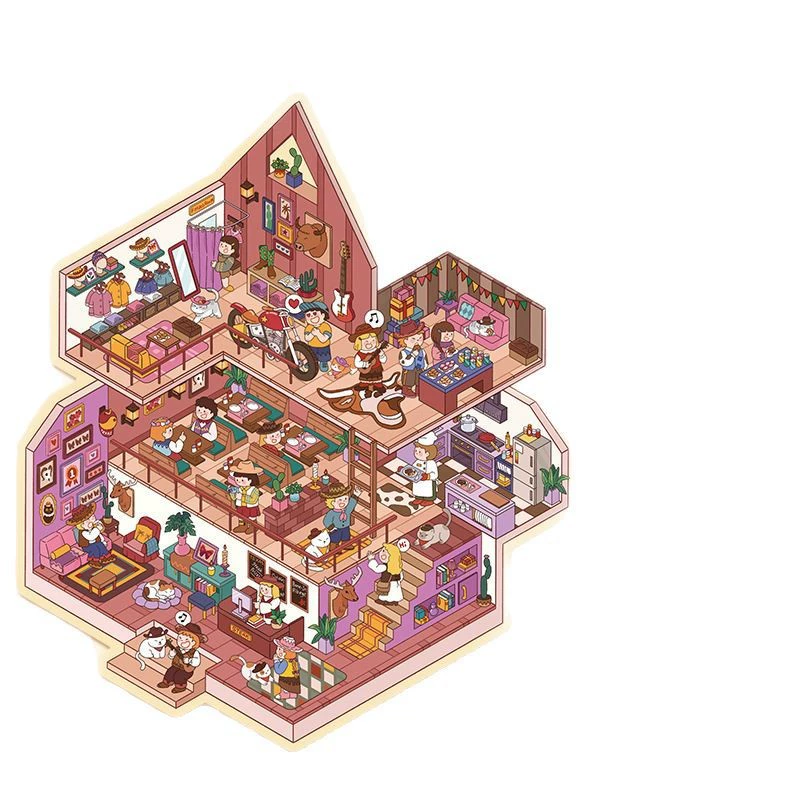 Big small sticker, three dimensional hut, handmade, 3D