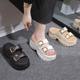 Super Thick Slip-on Slip-on Slippers for Small Women's Outer Wear New Summer Height Increase Fashion One-Word Shops Beach EVA Casual Shoes