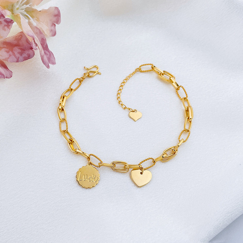 Gold Lucky Bracelet Women's Paper Clip Chain 5g Pure Gold 999 Love Circle Shenzhen Shuibei Jewelry