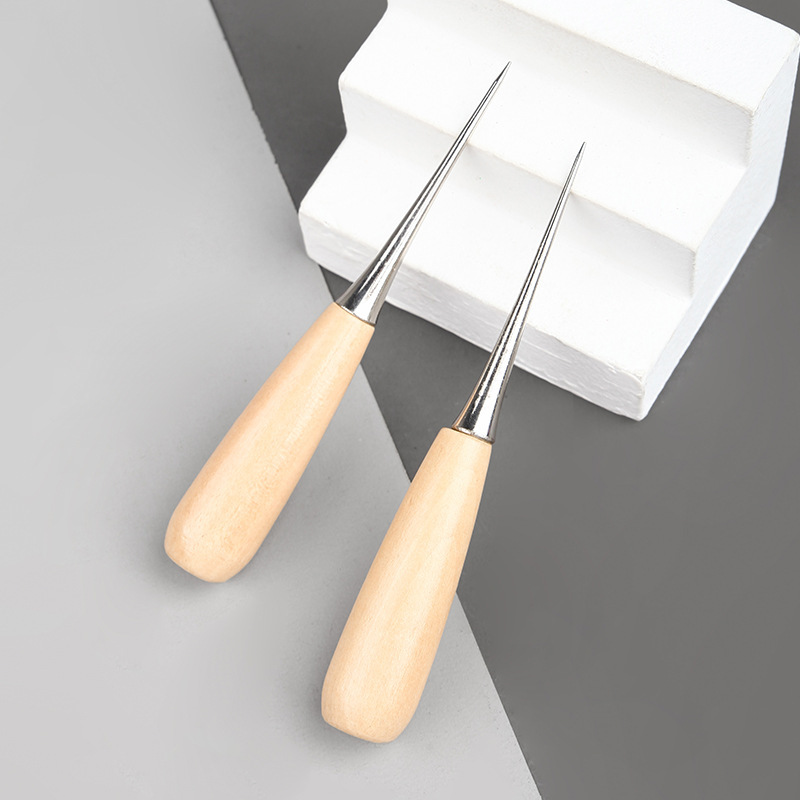 Fabricante con funda, punzón de mango de madera, cuero de bricolaje, zapatos de suela hechos a mano, aguja de cono perforada Qianbiantong