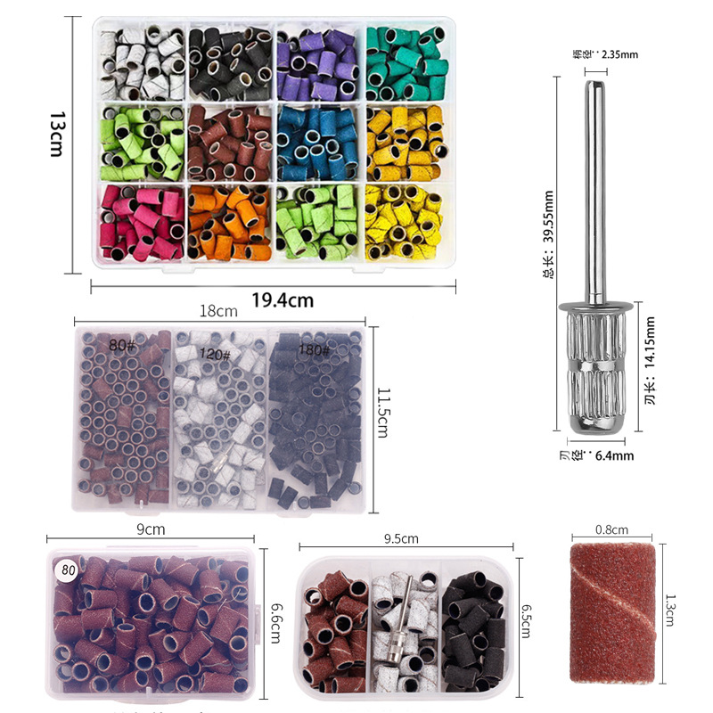 Amazon estilo caliente cabeza de lijado de uñas anillo de arena amoladora eléctrica anillo de arena de uñas caja de color funda de cojinete de montaje