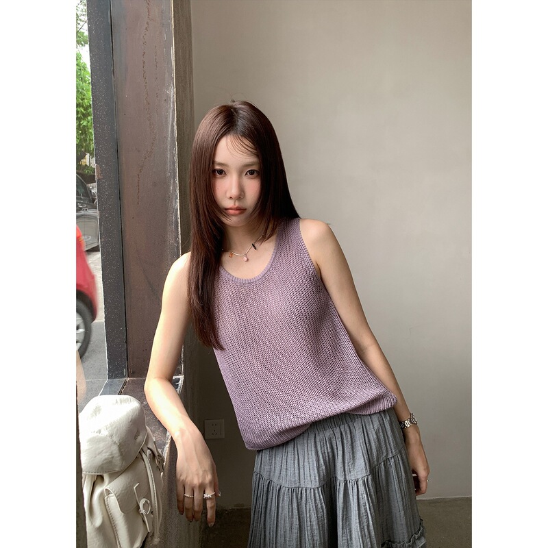 Jiu'Er Little Happiness Casual Relaxed Textured Summer Vest for Women Versatile Slimming Korean Style Ye0140 Jiu'Er Little Happiness Casual Relaxed Textured Summer Vest for Women Versatile Slimming Korean Style Ye0140