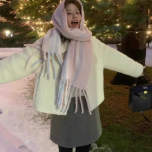 现货2025冬季新款韩版OU*CE宽松纯色简约高腰显瘦a字半身裙短裙女