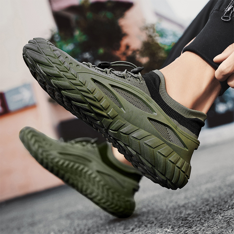 Zapatos de hombre primavera 2025, nuevos zapatos casuales de moda de hombre, malla de vuelo, montaña, protección laboral, marea laboral