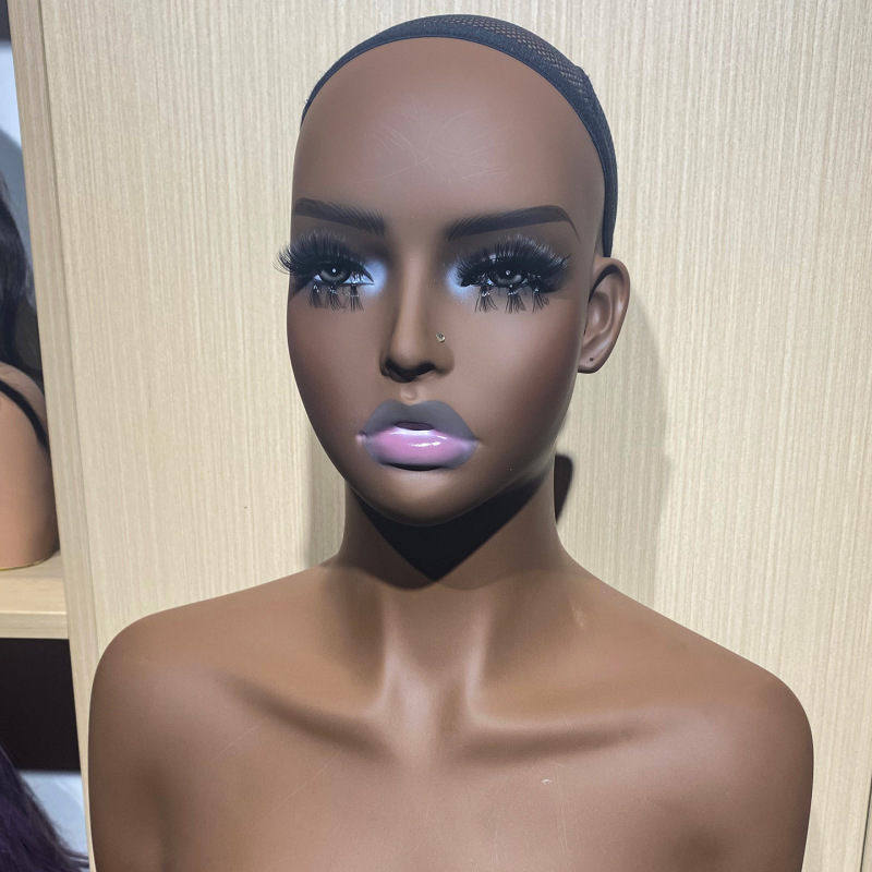 新しいヨーロッパとアメリカのショルダーマネキンヘッドアフリカ系黒人半身かつらヘッドモデルジュエリーディスプレイ小道具マネキン|undefined