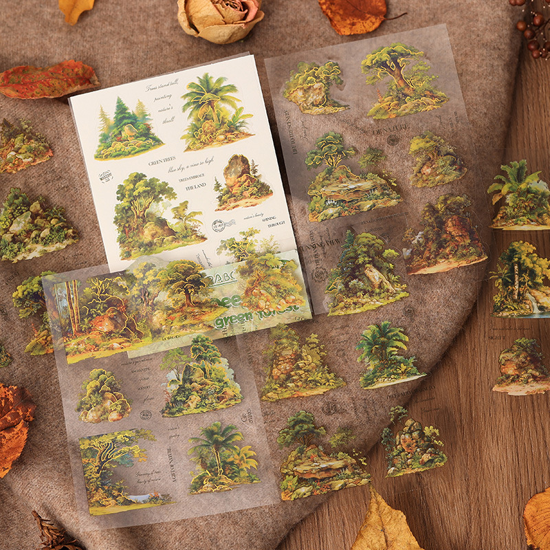 Viaje a los Estados Unidos pegatinas de estampado impermeables transparentes para mascotas diy pegatinas de diario pegatinas de paisaje retro transfronterizas