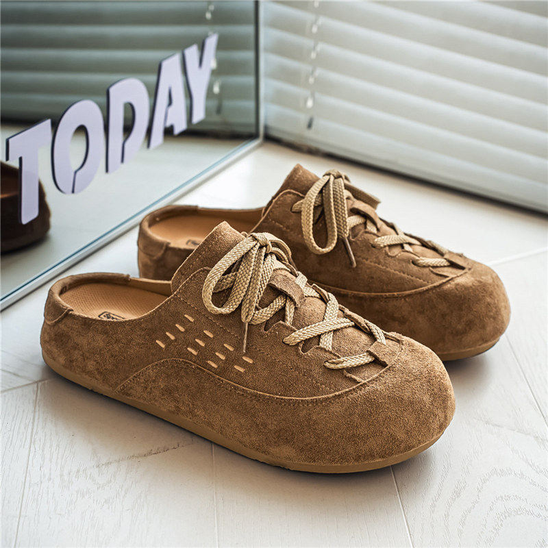 Dép bít mũi nam kiểu Birkenstock quai hậu không gót, chống trượt chịu mài mòn, đi ngoài trời mùa thu — K7788 Hạt dẻ, K7788 thẻ