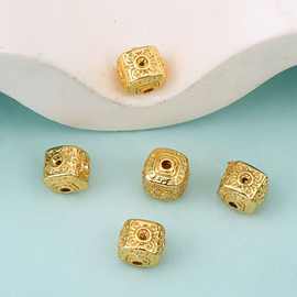 金属四方圆筒配件散珠隔珠铜镀18K金保色diy半成品材料创意新设计