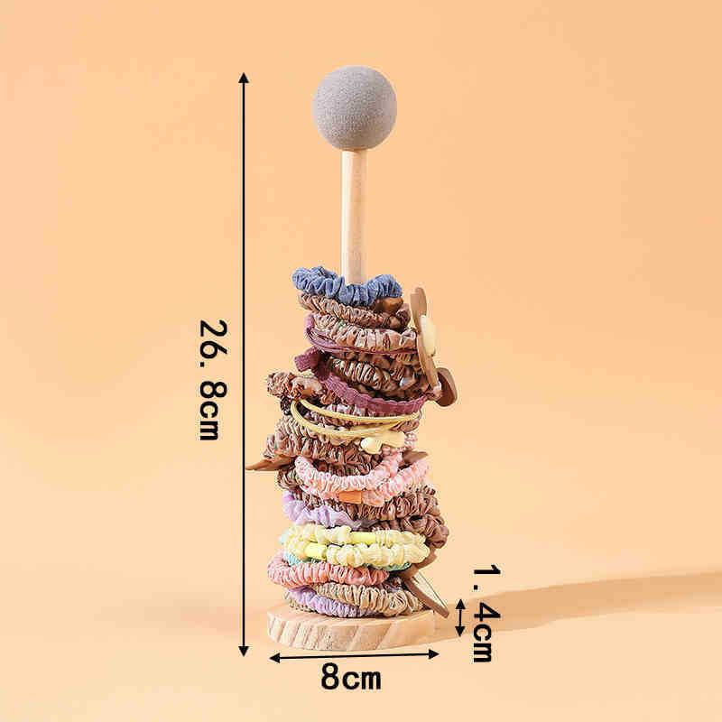 원목 대형 머리끈 거치대 (회색 볼)