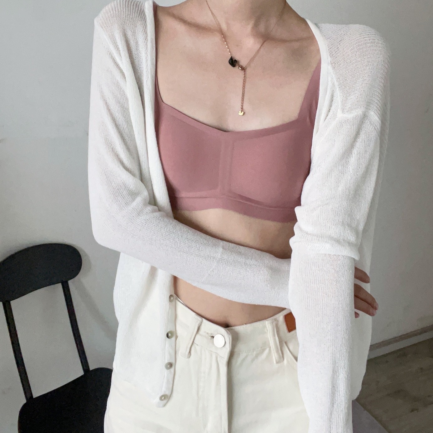 Jelly estilo francés cuello cuadrado sujetador ropa interior de las mujeres sin costuras inalámbrico de una pieza chaleco sujetador pequeño pecho empuja hacia arriba