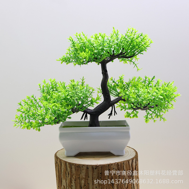 シミュレーション植物盆栽家庭装飾三叉小翠松盆栽テーブルテーブル寝室内造花セットアクセサリー|undefined