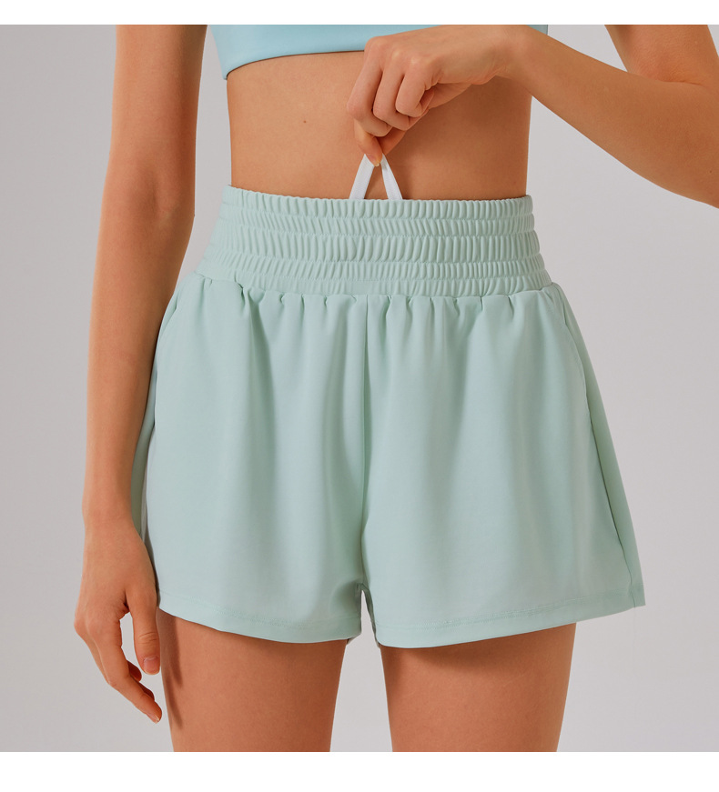 Solid Color round Neck Quick Dry Short Sleeved Top Faux Two Pieces Anti Exposure Shorts Loose Sports Yoga Fitness Set