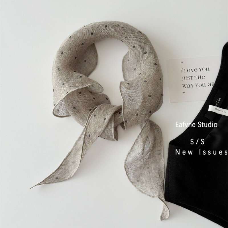100% Pure Linen Japanese-Style Plain Summer Thin Square Scarf for Women, Korean Style Versatile Decorative Thin Neck Scarf