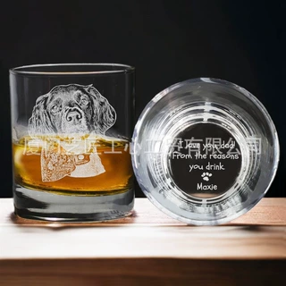 ETSY亚马逊爆款 威士忌杯洋酒杯玻璃杯 宠物照片定制雕刻一件定制
