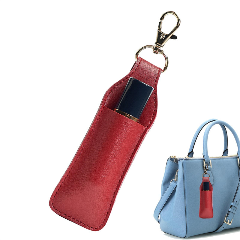 In stock, same style as Amazon, leather lipstick case, travel lipstick storage and protective case, lipstick bag with keychain.