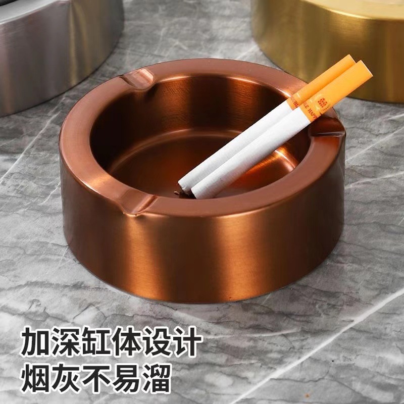 (2개) 두꺼운 대형 스테인레스 스틸 재떨이 가정용 골동품 복고풍 유행 인터넷 카페 바 거실 방풍 골동품 재떨이