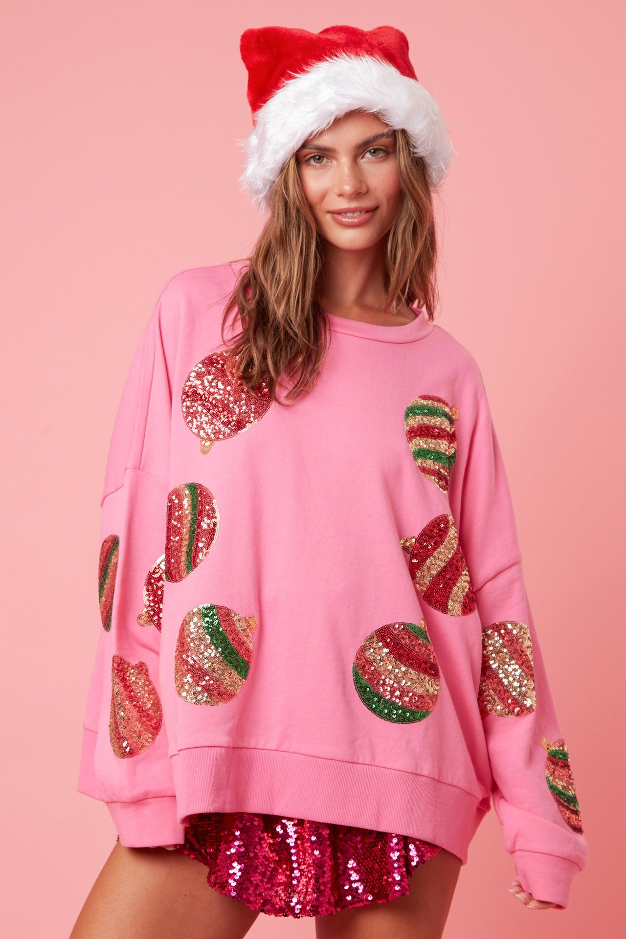 434g Weight Long Sleeve Sleeve Length Pullovers Placket Type Hoodies & Sweatshirts Long Sleeve Sequins Simple Style Balloon