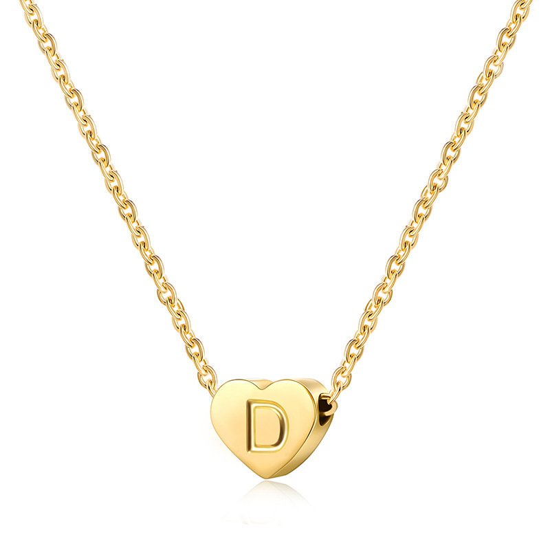 Simple Style Letter Heart Shape Stainless Steel Plating Necklace display picture 3