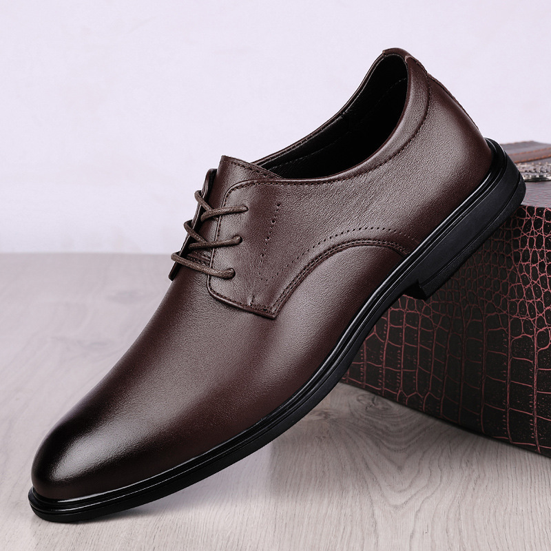 Nuevos zapatos de cuero formal de cuero de cabeza de oficina zapatos de cuero casuales comerciales para hombres zapatos de derby simples de cuatro estaciones image 2