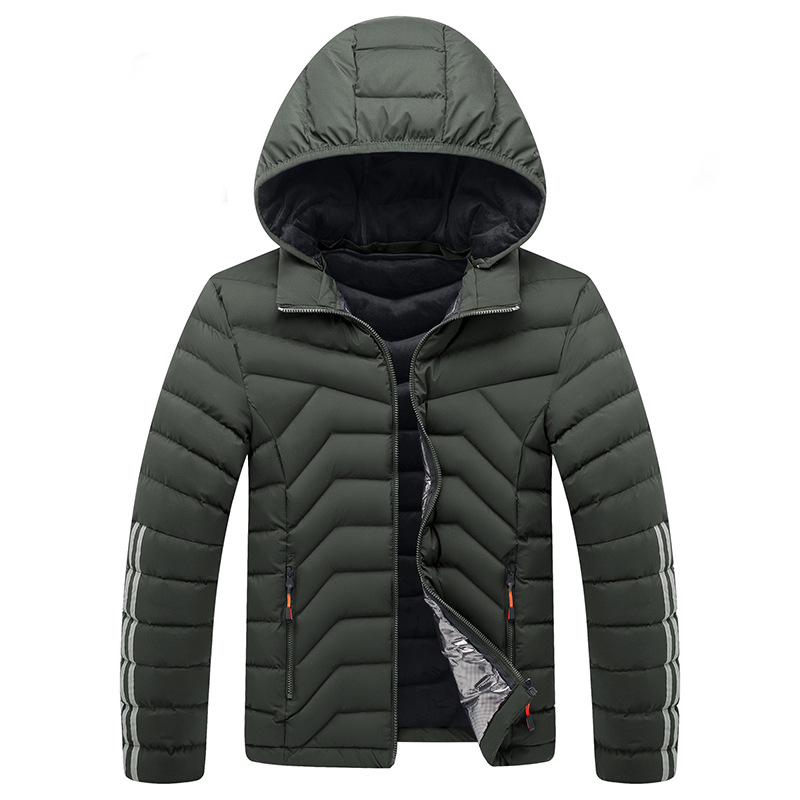 Cross-border Amazon Supply hombres forrado de lana engrosada con capucha de algodón acolchado abrigo costilla algodón raqueta algodón abrigo de algodón de los hombres al por mayor