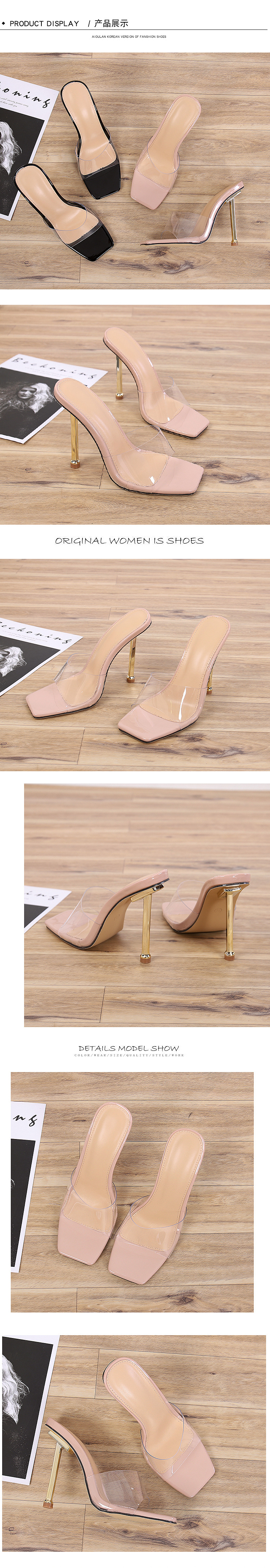 Transparent Pvc Square Toe Sandals display picture 5