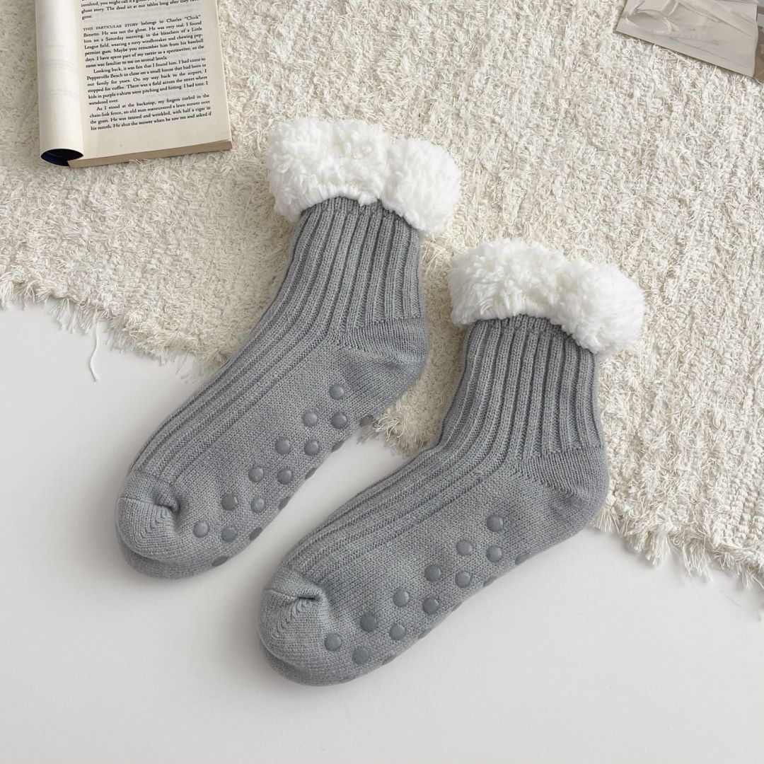 Velvet keep warm knee socks, mid-length