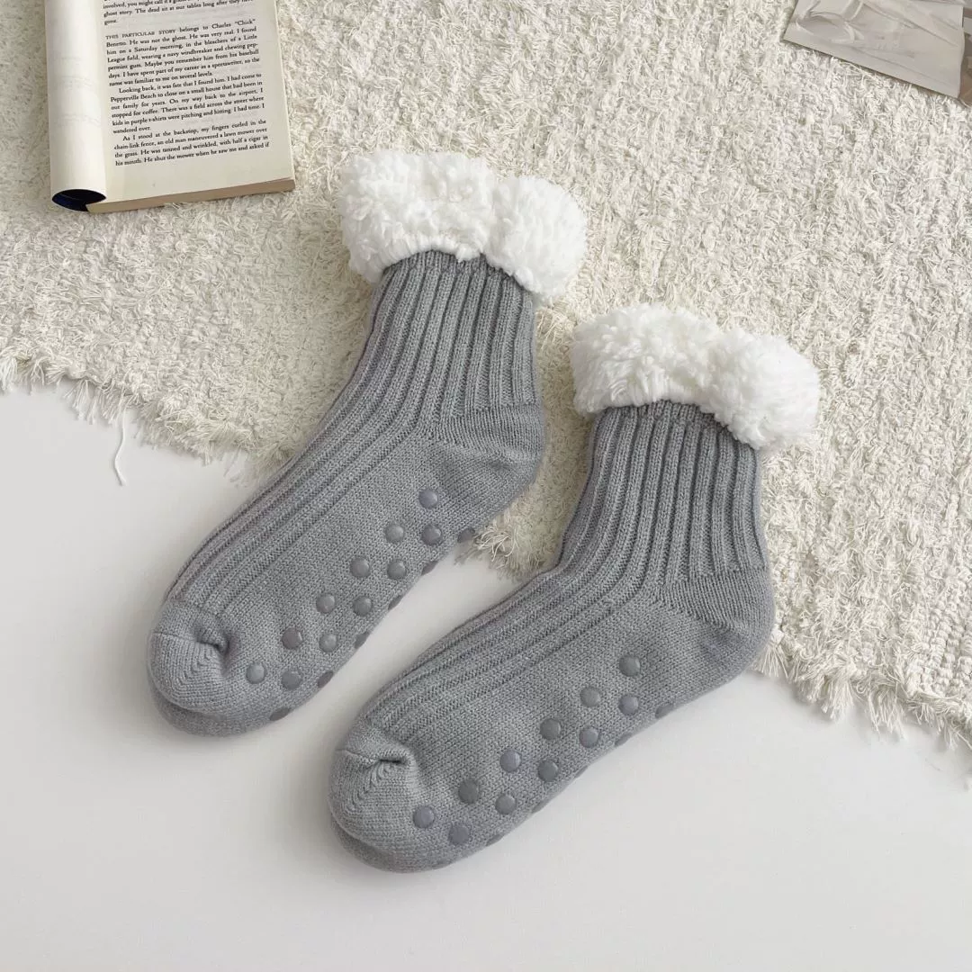 Velvet keep warm knee socks, mid-length