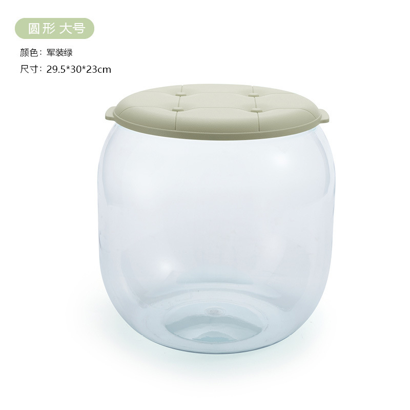 子供用ぬいぐるみ収納ボックス、丸型透明収納バケツ、家庭用積み木収納ベンチ、大容量|undefined