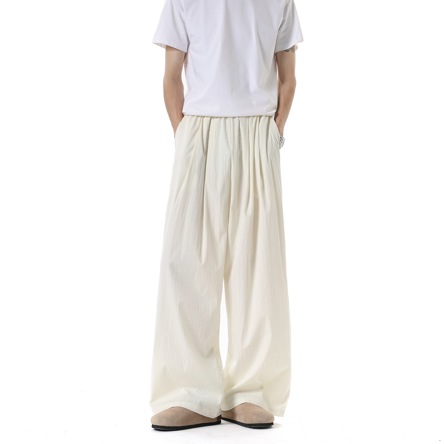 冰丝垂感慵懒风山本裤男士直筒拖地裤子青年阔腿休闲裤一件批发