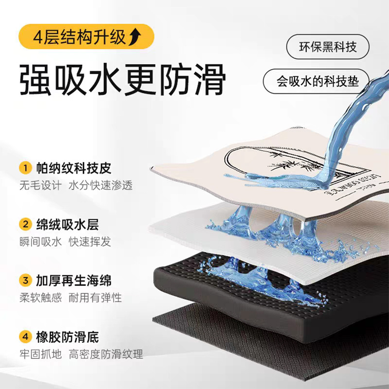 中古风厨房地垫防滑地毯防油专用防水长条吸水加厚硅藻泥脚垫地毯|undefined