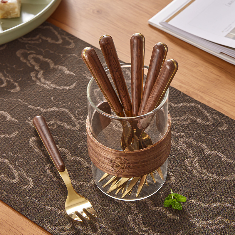 Tenedor de frutas de acero inoxidable cuchillo y tenedor de aislamiento térmico de grado alimenticio de alta calidad retro tenedor de comedor para pastel y postre set de cubiertos