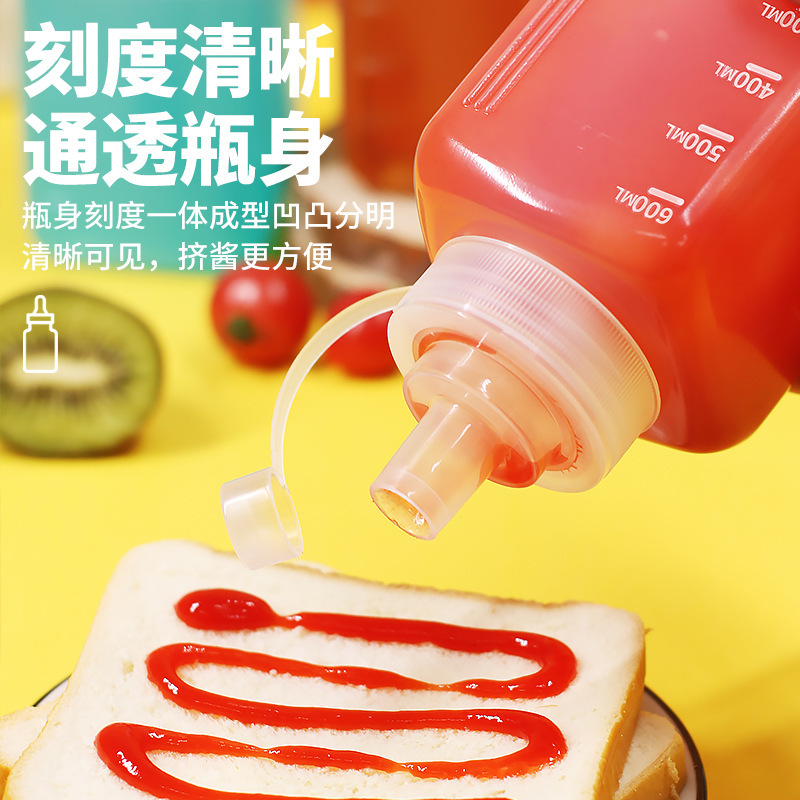 角型プラスチック搾り瓶食品級大口径ジャムサラダ瓶ソース瓶商用厚PE押出瓶|undefined