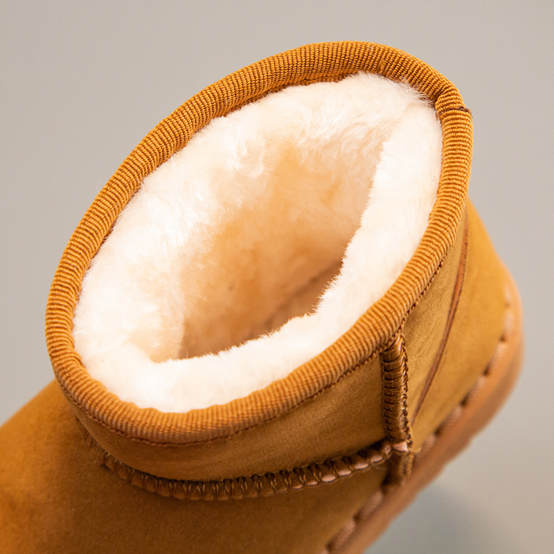 Bottes de neige pour enfants, garçons et filles, nouvel ensemble de bottes courtes, chaussures en daim et coton, isolation en peluche, hiver 2023_voghion.com