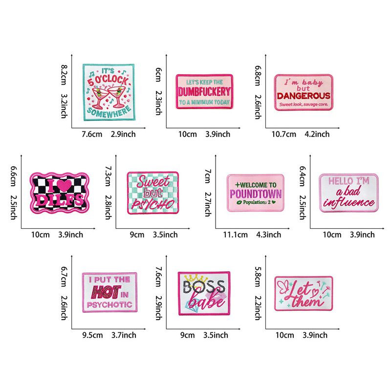 在庫あり 20 クロスボーダーピンク英字ゴールドレザーチェック柄トレンディな DIY 刺繍パッチアイロンスタイル|undefined
