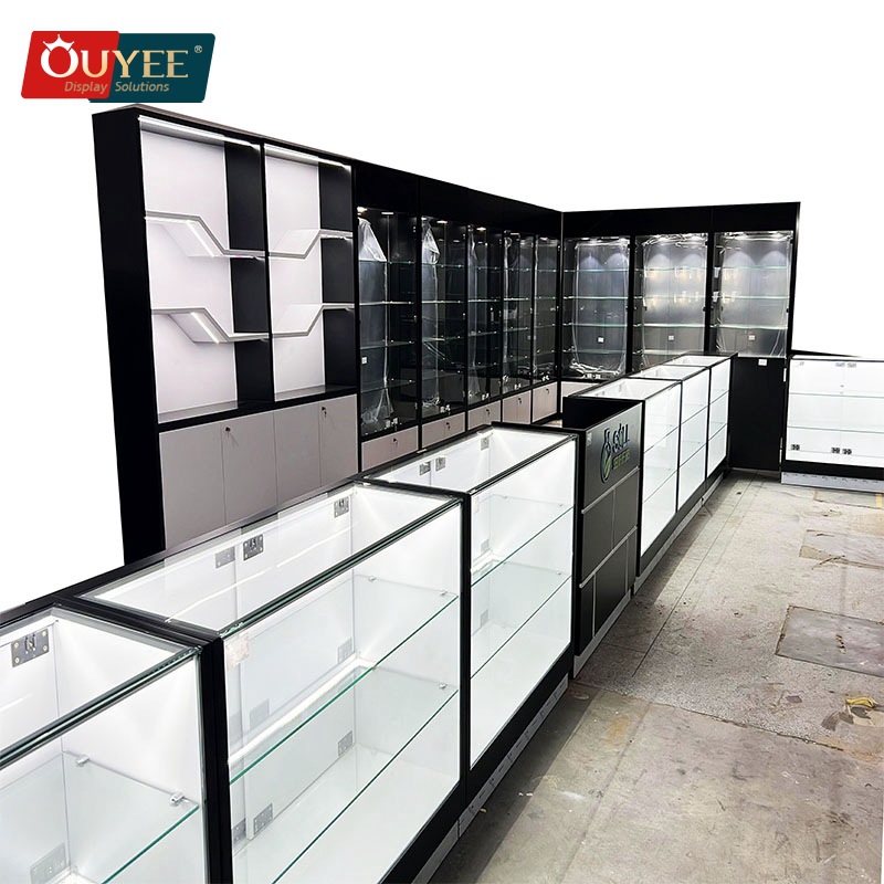 Gabinete de exhibición de vidrio transparente comercial Gabinete de exhibición de productos estantes de exhibición de acrílico multicapa personalizado