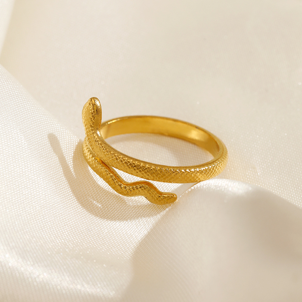5g Weight PVD Coated 18K Gold Plated Geometric 304 Stainless Steel IG Style Waterproof Non Tarnish Open Ring