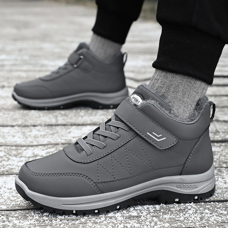 Invierno de hombre zapatos de algodón transfronterizos botas de algodón de gran tamaño más vello grueso botas de nieve pareja de comercio exterior calentamiento zapatos de caminar