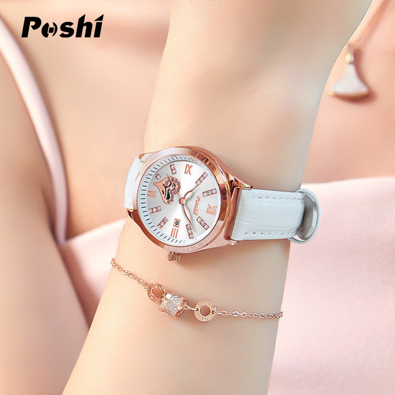 Reloj transfronterizo europeo y americano de moda blanco para mujer, simple, ligero, de lujo, impermeable y elegante, reloj femenino