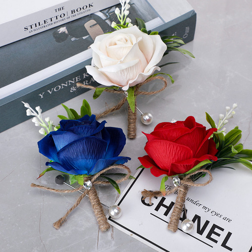 New rose corsage wedding men's groomsmen brooch outdoor party decoration wedding supplies wholesale corsage wholesale