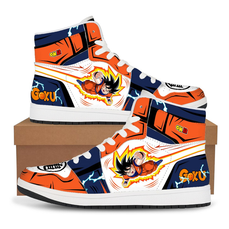 High-Top Pu Sneakers Customized with Pictures, DIY Pattern Printing, Anime One Piece Luffy Factory Direct Sales