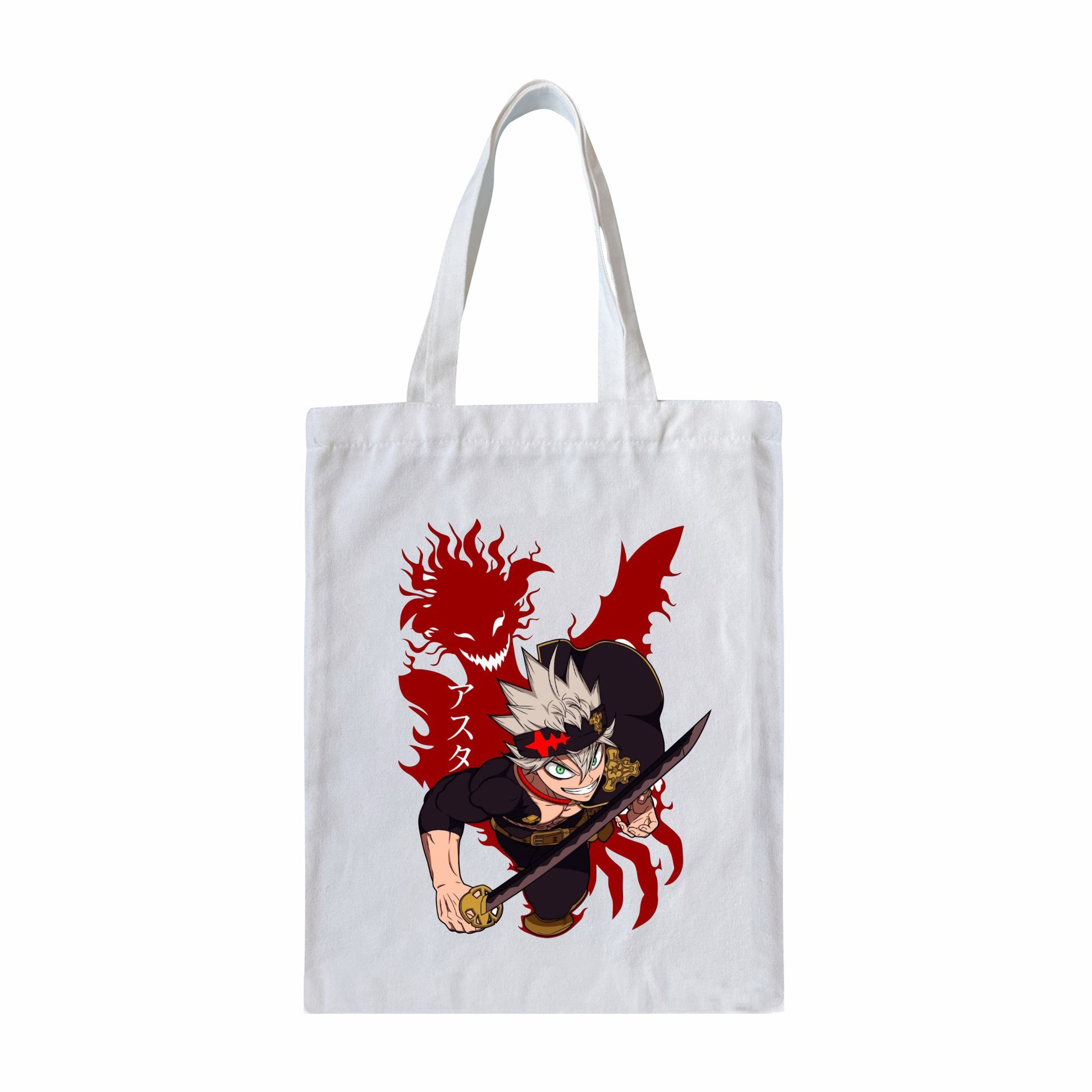 Comercio exterior popular trébol de cuatro hojas negro Black Clover bolso de lona estampado Harajuku bolso de la compra