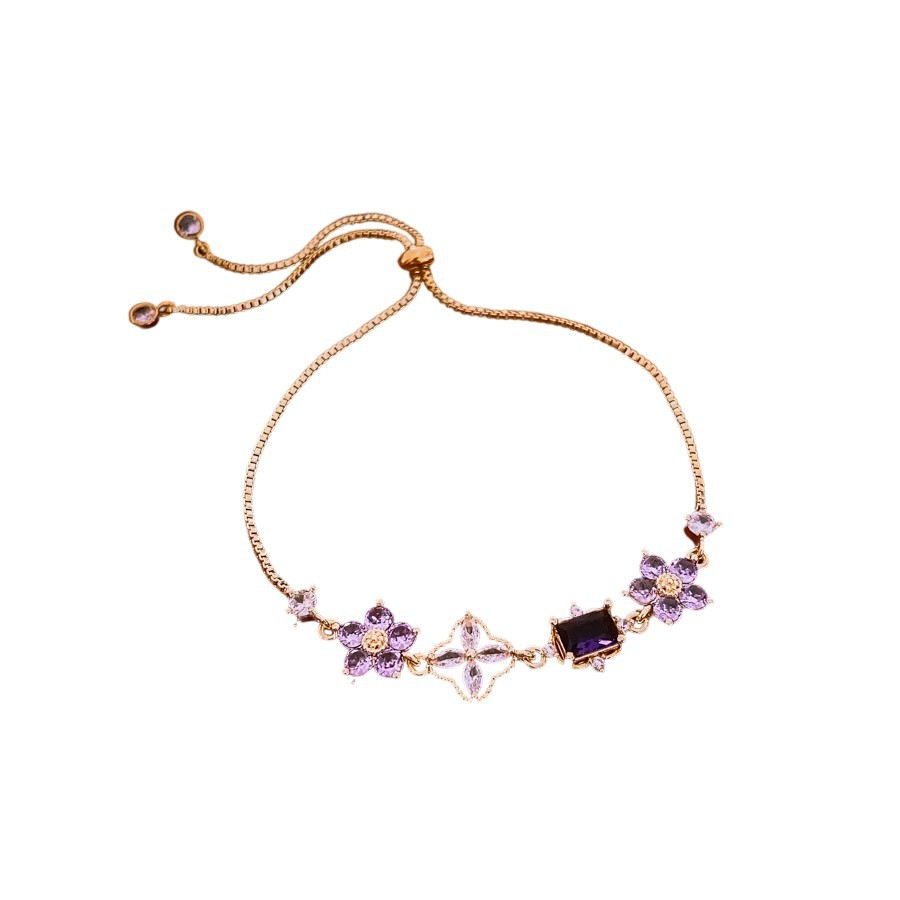 Transfronterizo flor de zircón pulsera de extracción lujosa alta sensación de moda pulsera versátil diseño de nicho joyería de mano mujer image 6