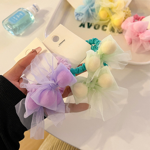 Children's cute candy-colored bow headband hair rope baby hair tie rubber band high elastic rubber set female headband