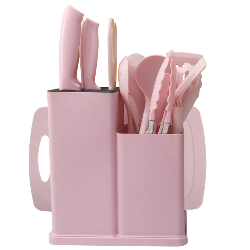 Pala de silicona, cuchara de sopa, juego de 19 piezas, sartén antiadherente, pala de silicona, cocina de silicona doméstica de grado alimenticio, juego de cuchillos al por mayor