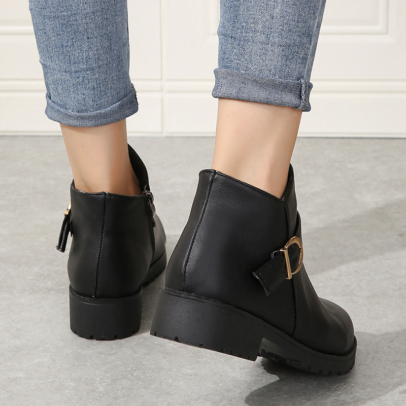 Women's Ankle Boots With Thick Heel And Side Zipper For Autumn_voghion.com