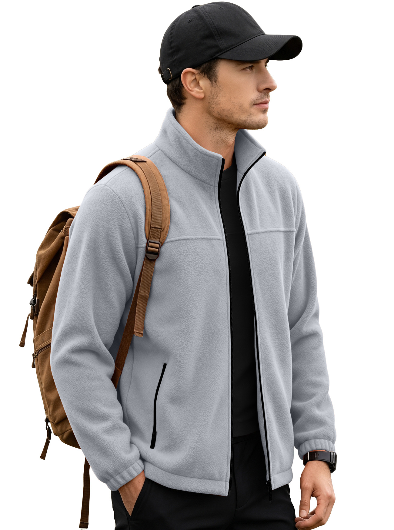 Sudadera de Vellón Polar para Hombre 380g de Poliéster Térmica con Cremallera para Uso Casual